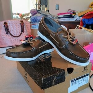 Chaps Tan Leather Boat Shoes